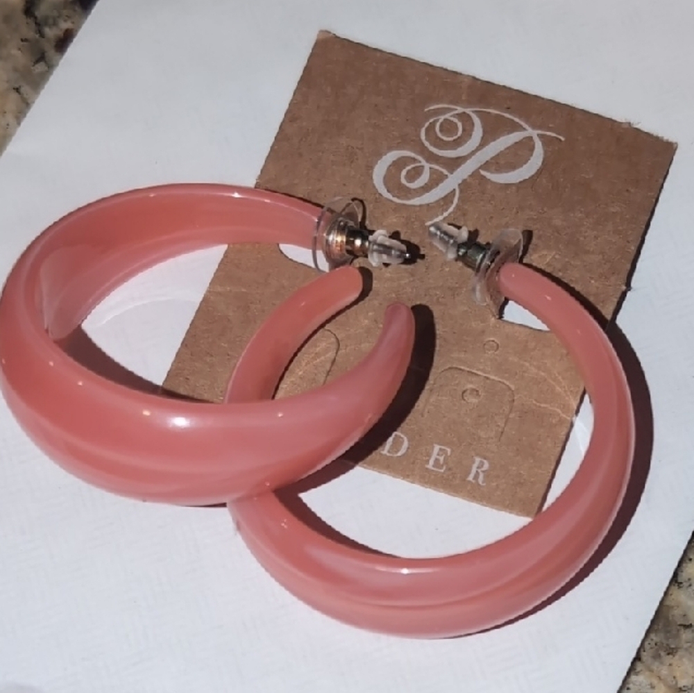 Plunder Pink Hoop Earrings Modern Minimalist Design